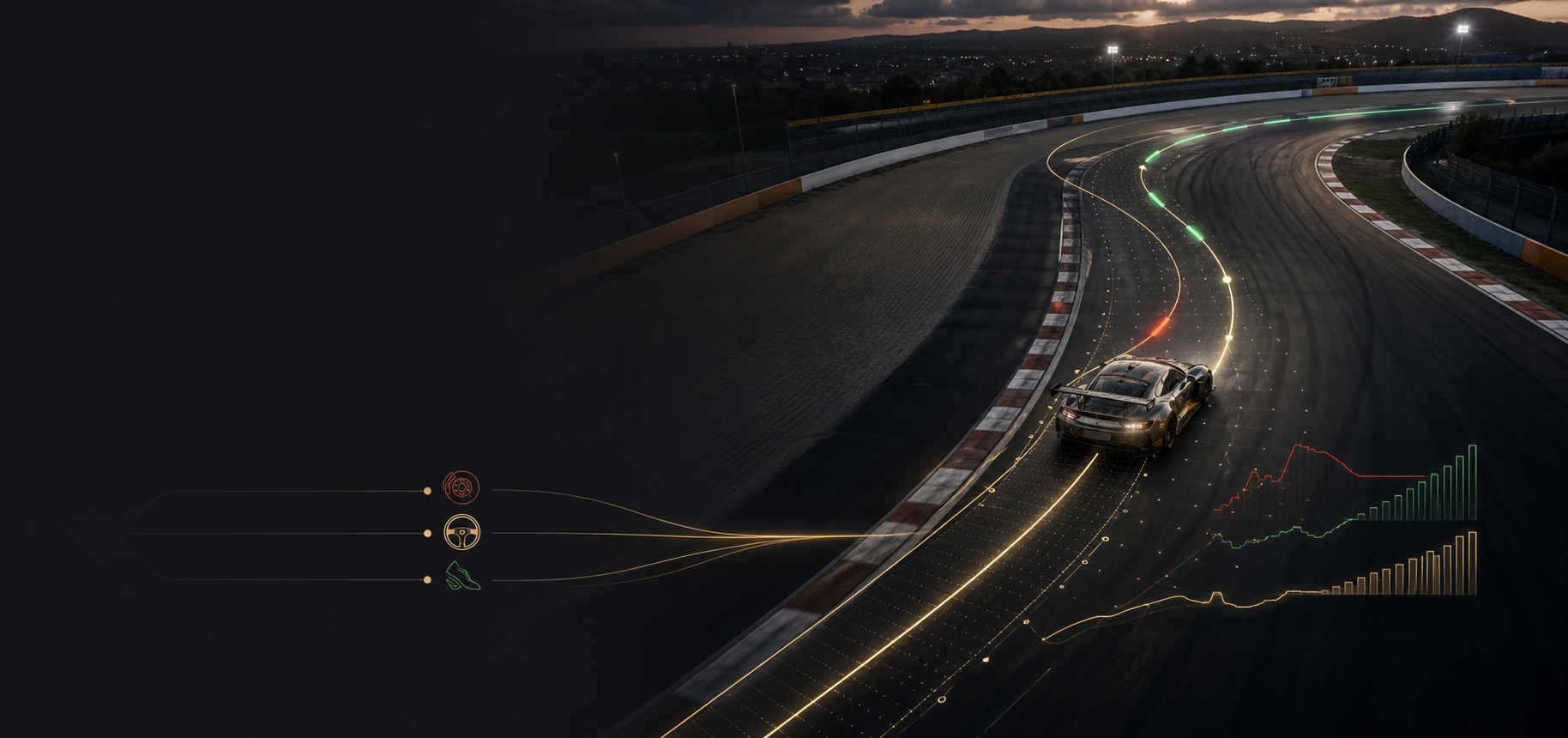 AI Coach racing line and telemetry concept